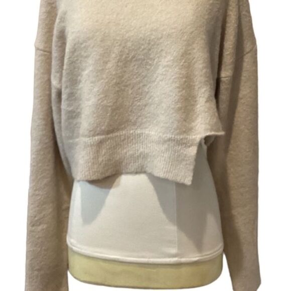 NWT Le Lis Crop Sweater wool blend Tan Neutral Tone Large - Picture 6 of 8